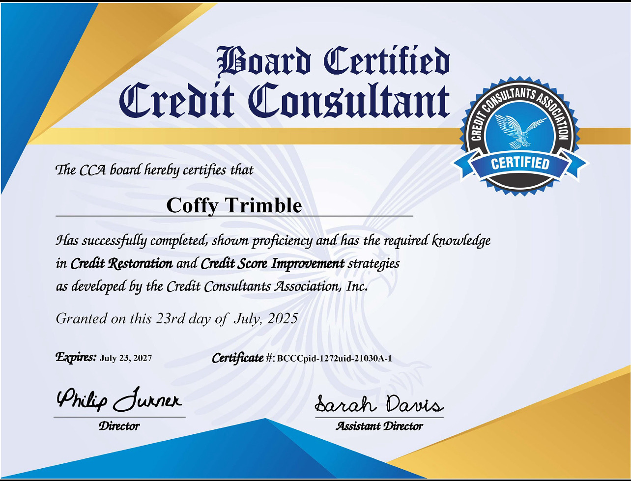Board Certified Credit Consultant Certificate